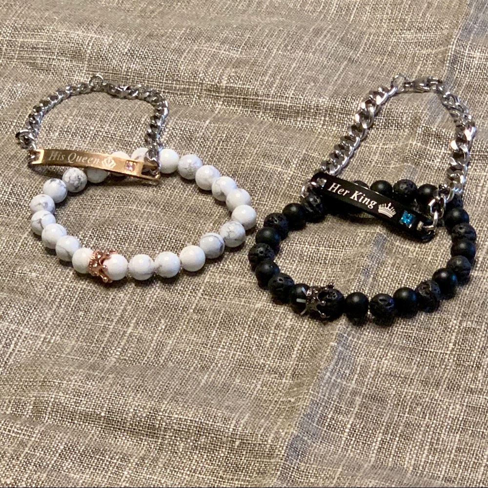 His + Hers Chained and Beaded Bracelet Set
